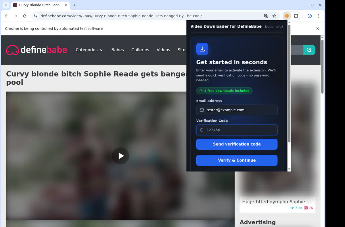Definebabe Video Downloader browser extension screenshot 4